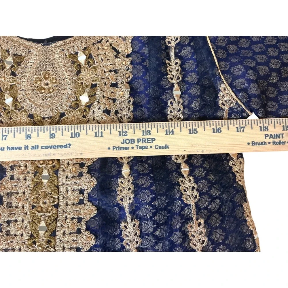 Kids Formal Navy Blue & Gold Embroidered‎ Dress Girls Party Occasion